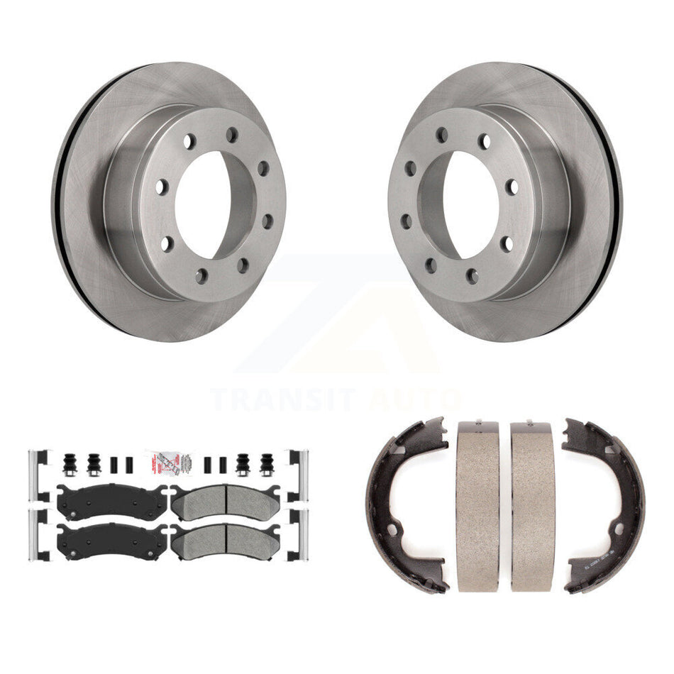 Rear Disc Rotors Semi-Metallic Pads Parking Shoes Kit For GMC Chevrolet Silverado 2500 HD K8A-108251