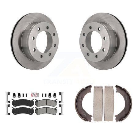Rear Disc Rotors Semi-Metallic Pads Parking Shoes Kit For Chevrolet GMC Silverado 2500 HD K8A-108253