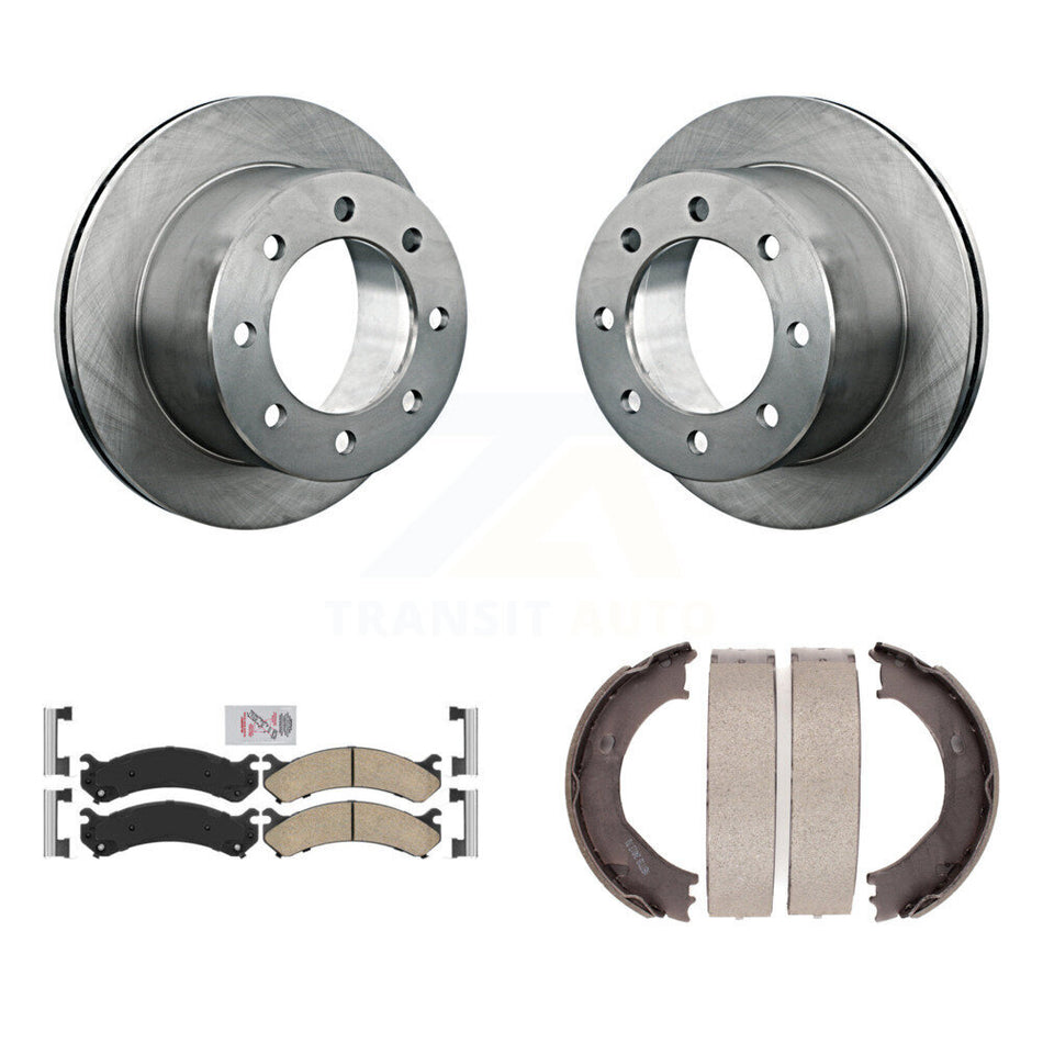 Rear Disc Rotors Ceramic Pads & Parking Shoes Kit For Chevrolet GMC Silverado 3500 Sierra K8A-108255