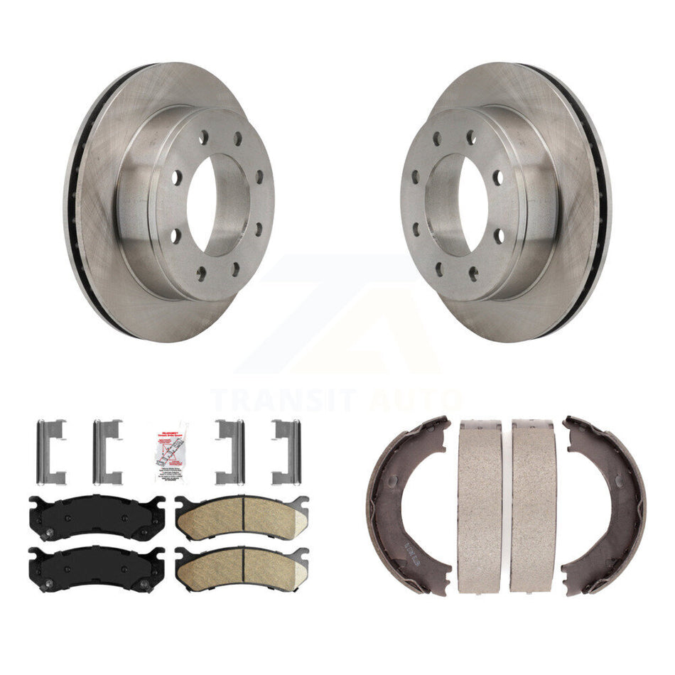 Rear Disc Rotors Ceramic Pads Parking Shoes Kit For Chevrolet Silverado 2500 HD GMC H2 XL K8A-108259