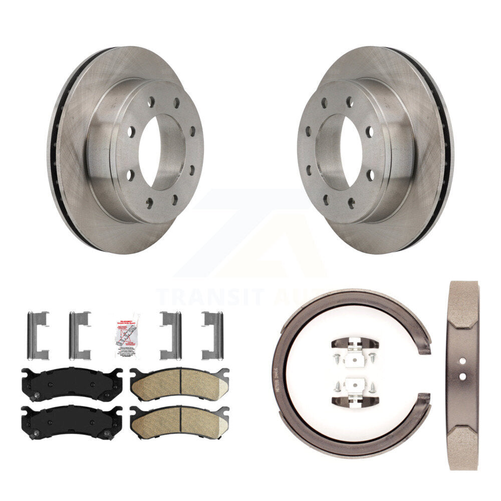 Rear Disc Rotors Ceramic Pads Parking Shoes Kit For GMC Chevrolet Silverado 1500 HD 2500 K8A-108261