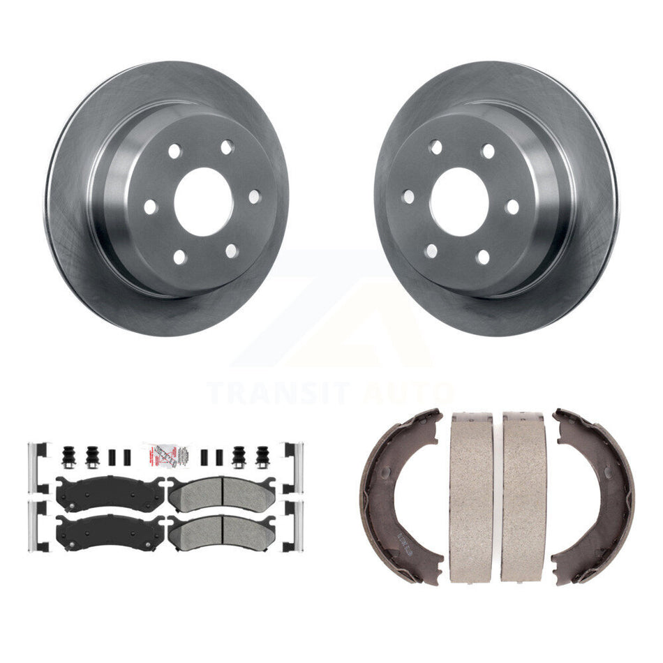 Rear Disc Rotors Semi-Metallic Pads Parking Shoes Kit For Chevrolet Silverado 2500 HD GMC K8A-108266