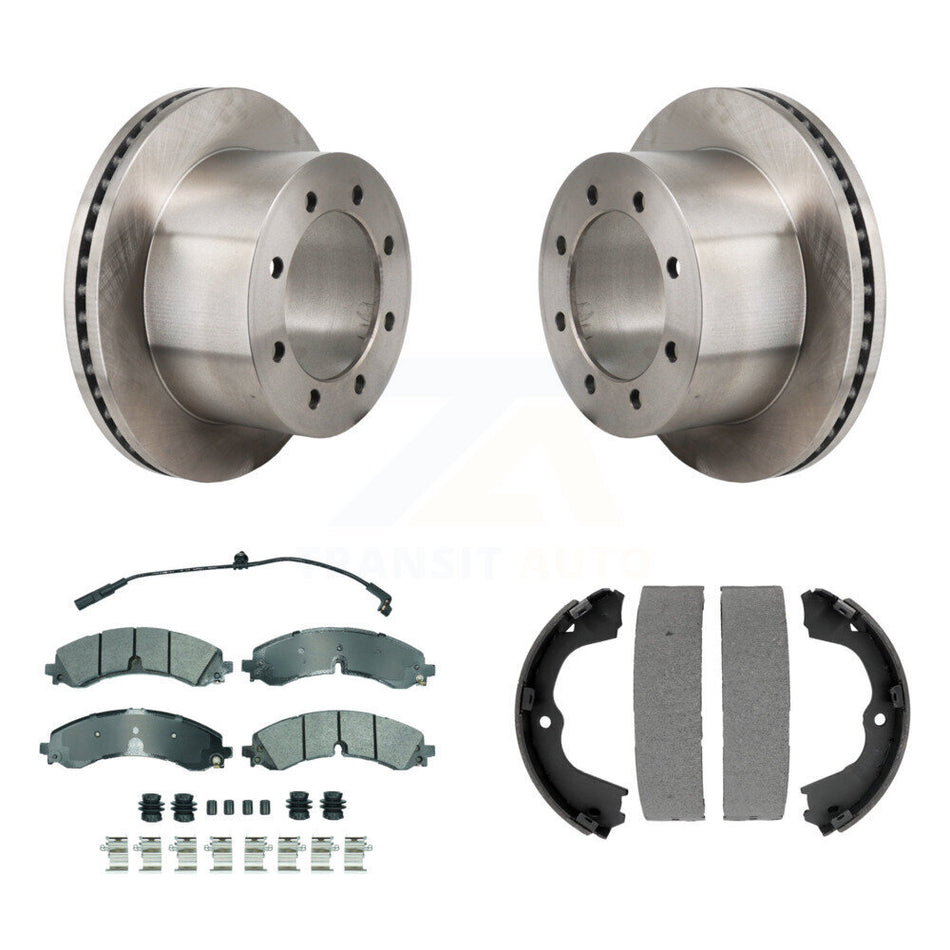 Rear Disc Rotors Semi-Metallic Pads & Parking Shoes Kit For GMC Sierra 3500 HD Chevrolet K8A-108267