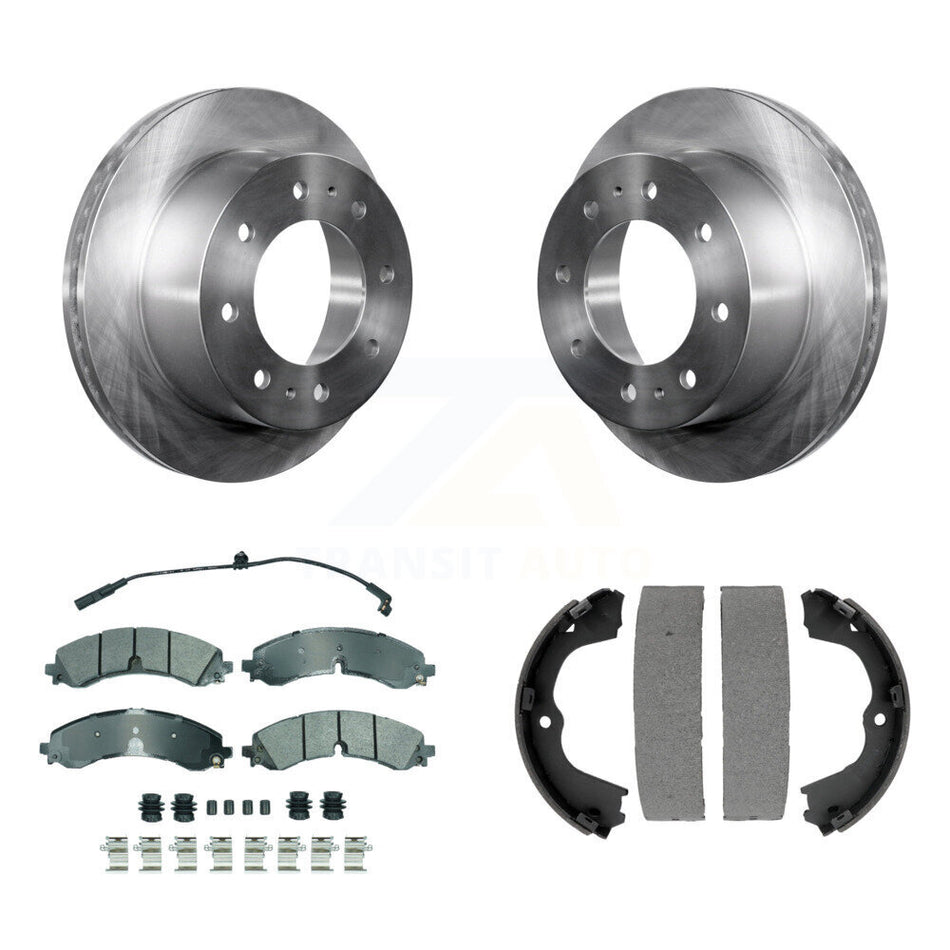 Rear Disc Rotors Semi-Metallic Pads & Parking Shoes Kit For GMC Chevrolet Sierra 2500 HD K8A-108268