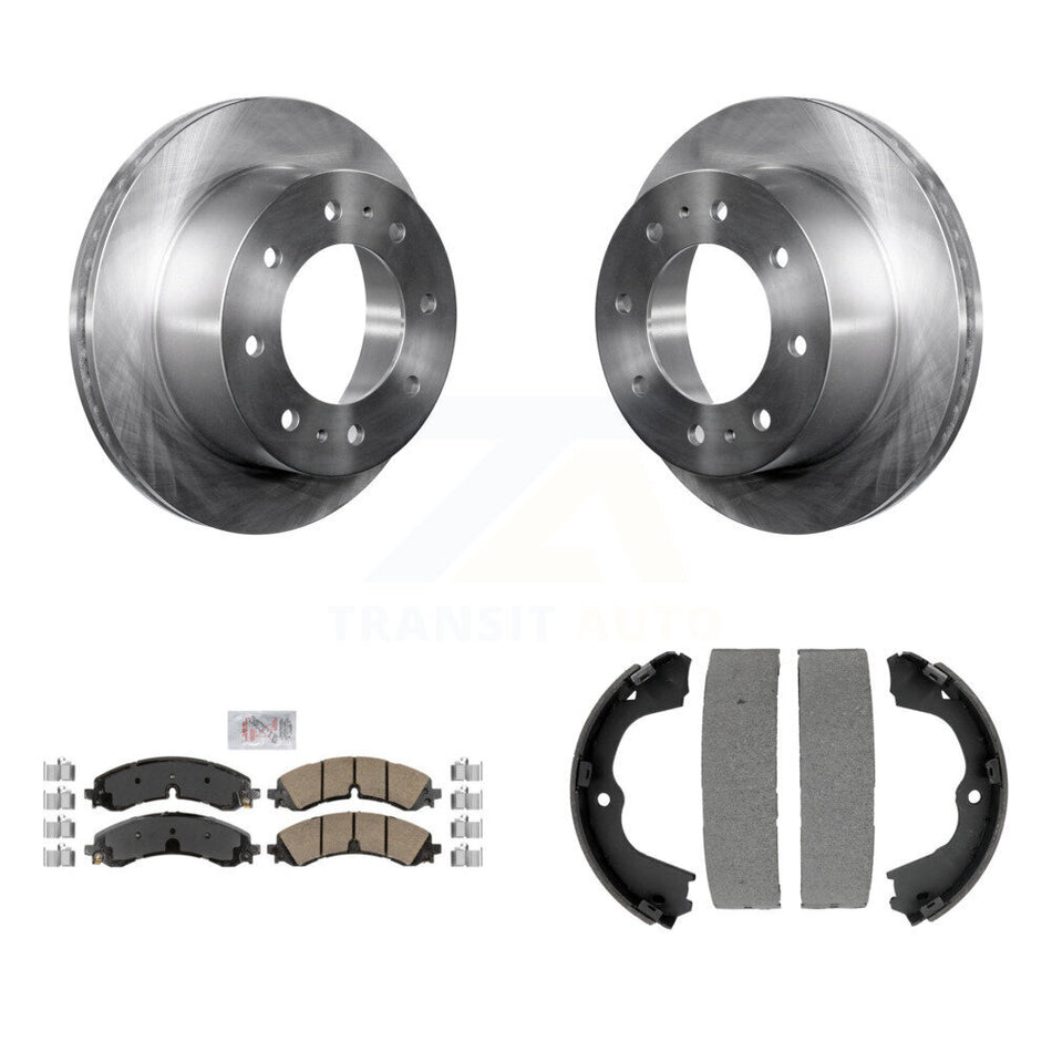 Rear Disc Rotors Ceramic Pads And Parking Shoes Kit For GMC Chevrolet Sierra 2500 HD 3500 K8A-108270