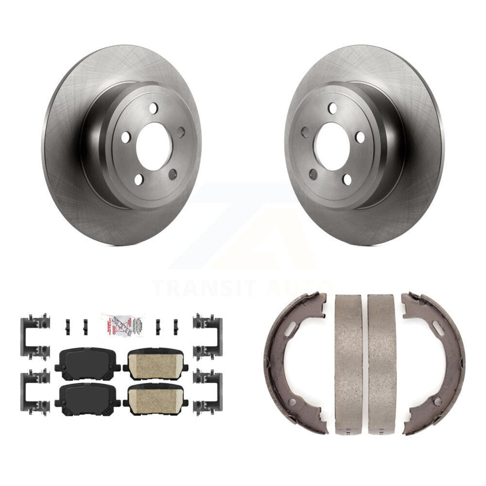 Rear Disc Rotors Ceramic Pads & Parking Shoes Kit For Dodge Charger Pursuit with RWD 3.6L K8A-108277
