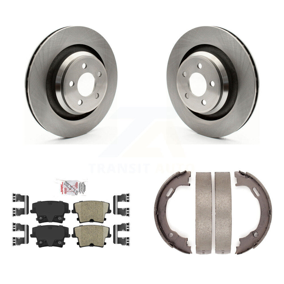 Rear Disc Rotors Ceramic Pads Parking Shoes Kit For Dodge Charger R T Scat Pack with 6.4L K8A-108281