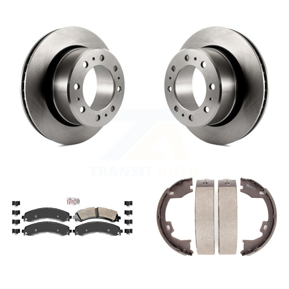 Rear Disc Rotors Semi-Metallic Pads Parking Shoes Kit For Ram 3500 With Dual Wheels K8A-108285
