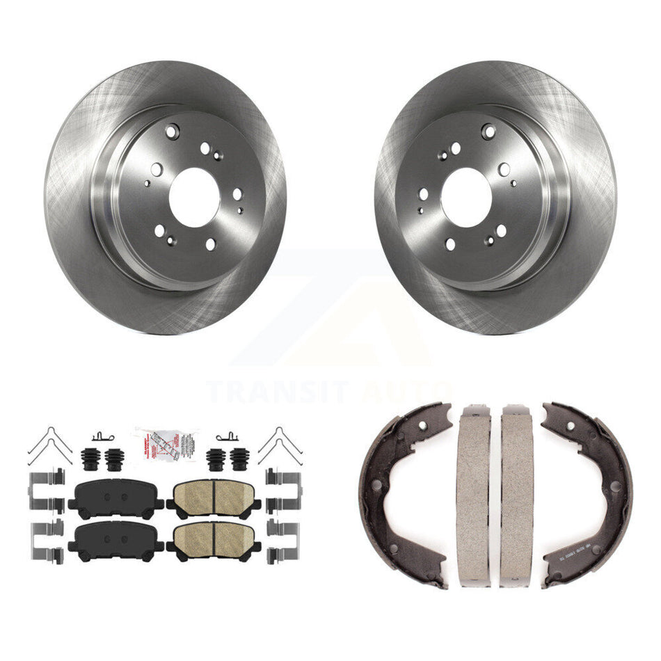 Rear Disc Rotors Ceramic Pads And Parking Brake Shoes Kit For Honda Pilot Acura MDX ZDX K8A-108291