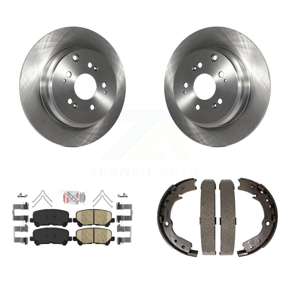 Rear Disc Rotors Ceramic Pads And Parking Brake Shoes Kit For 2011-2017 Honda Odyssey K8A-108292