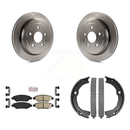 Rear Disc Rotors Ceramic Pads & Parking Brake Shoes Kit For Chevrolet Camaro Cadillac CTS K8A-108296