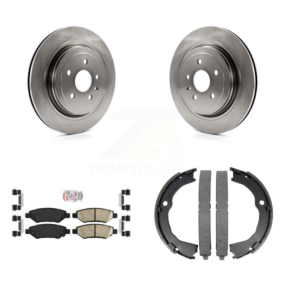 Rear Disc Rotors Ceramic Pads And Parking Brake Shoes Kit For Cadillac CTS K8A-108297