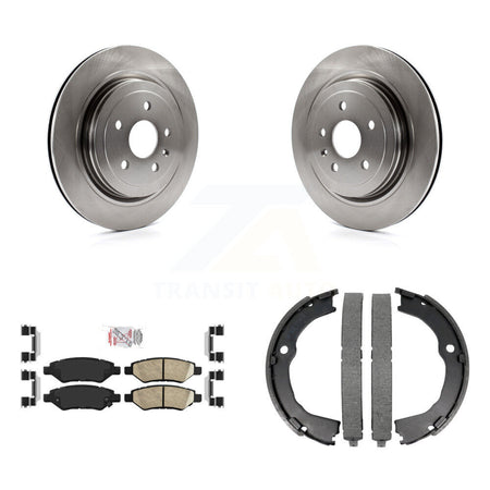 Rear Disc Rotors Ceramic Pads And Parking Brake Shoes Kit For Cadillac CTS K8A-108297