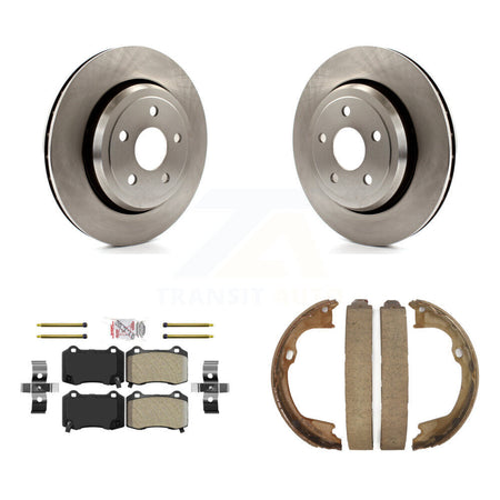 Rear Disc Rotors Semi-Metallic Pads Parking Brake Shoes Kit For Jeep Grand Cherokee Dodge K8A-108298