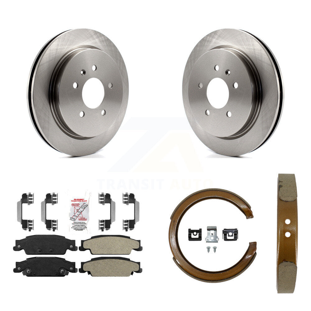 Rear Disc Rotors Semi-Metallic Pads And Parking Brake Shoes Kit For Cadillac CTS STS K8A-108304