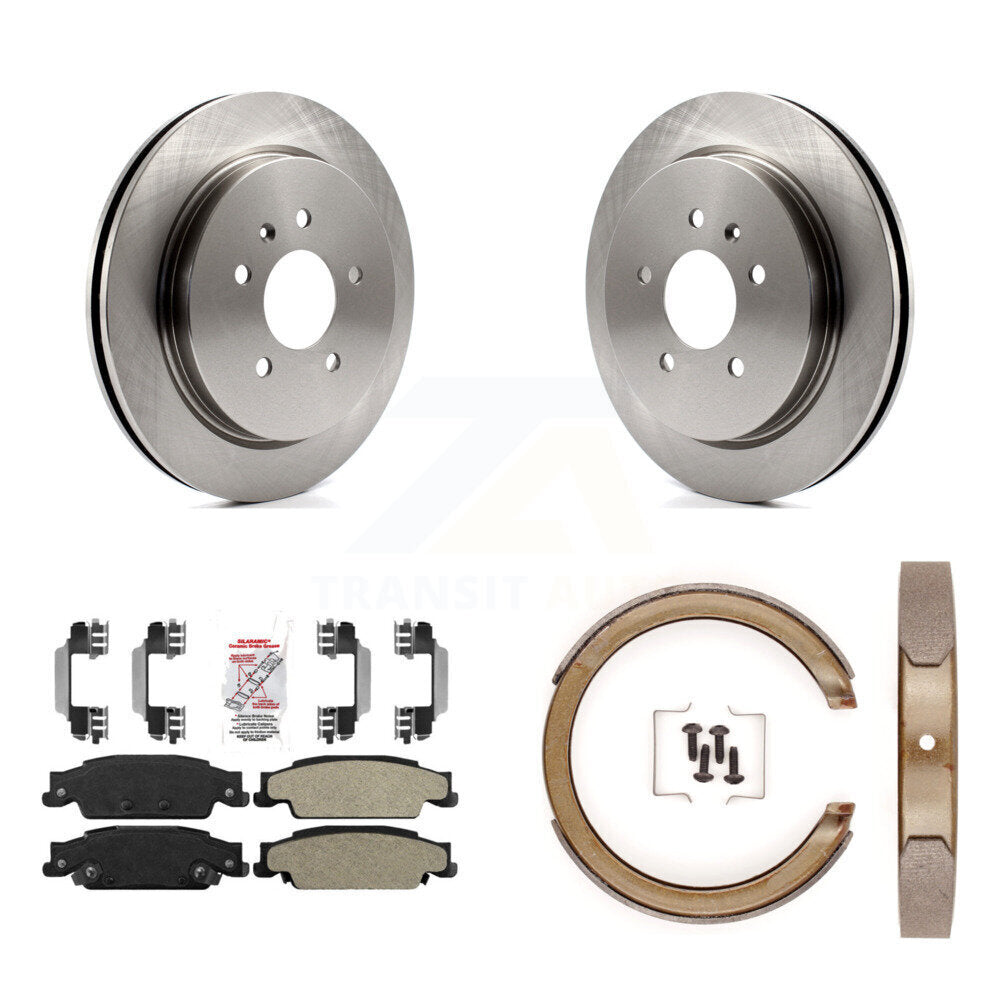 Rear Disc Rotors Semi-Metallic Pads And Parking Brake Shoes Kit For Cadillac STS K8A-108306