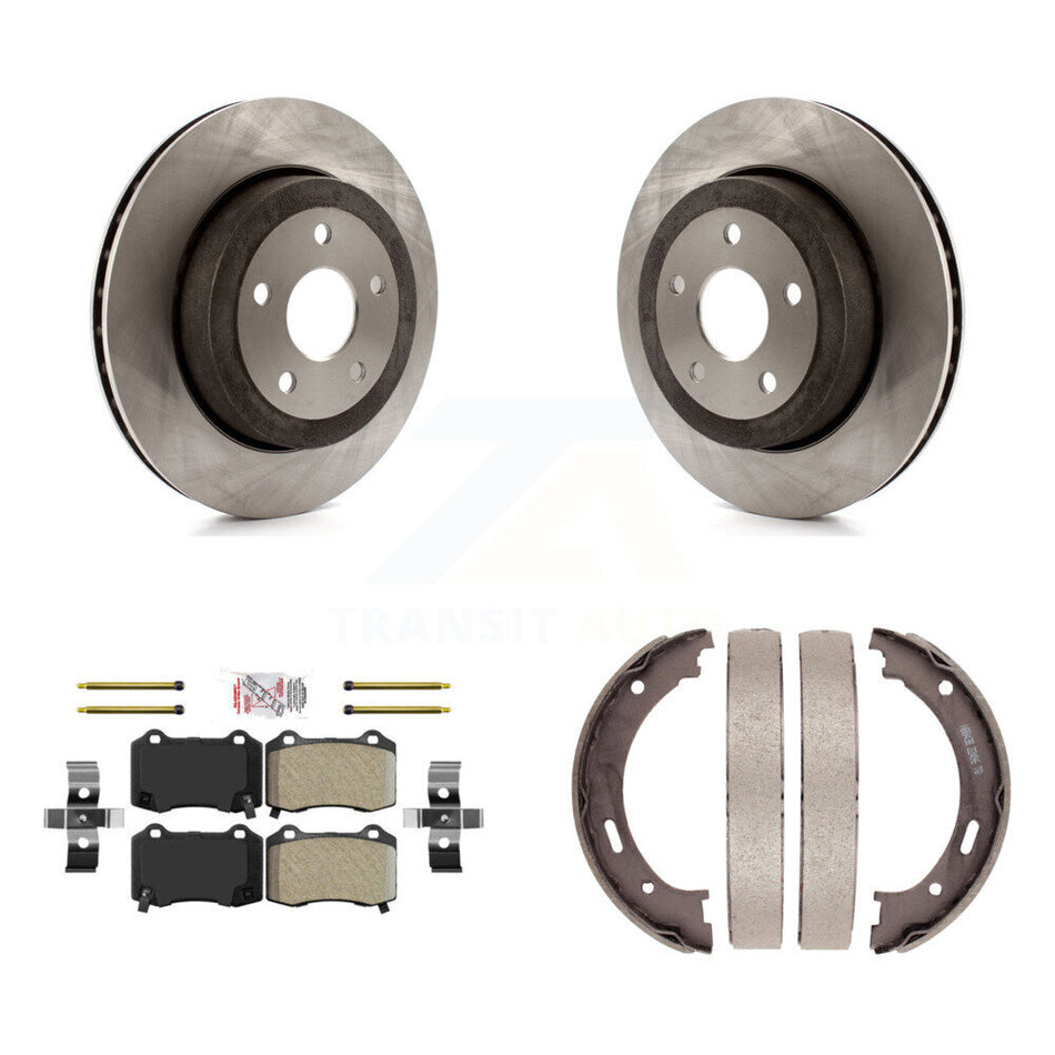 Rear Disc Rotors Semi-Metallic Pads Parking Shoes Kit For 06-10 Jeep Grand Cherokee SRT8 K8A-108308