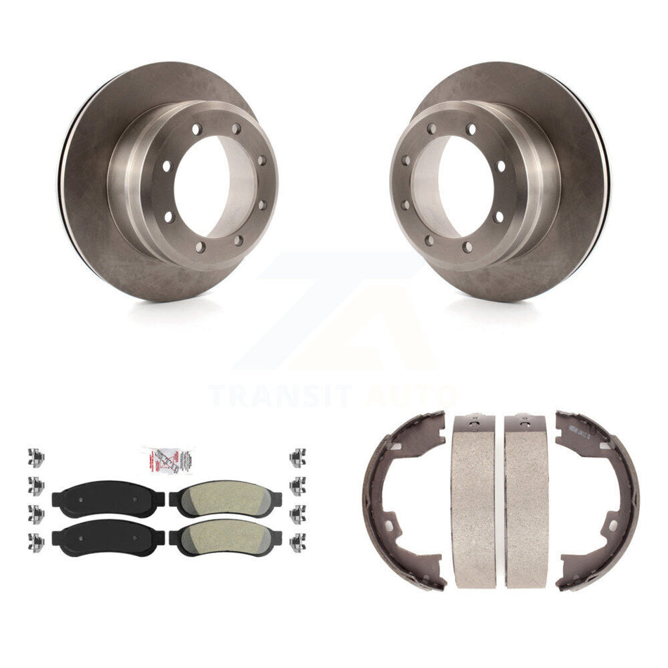 Rear Disc Rotors Semi-Metallic Pads And Parking Shoes Kit For Ford F-350 Super Duty F-250 K8A-108311