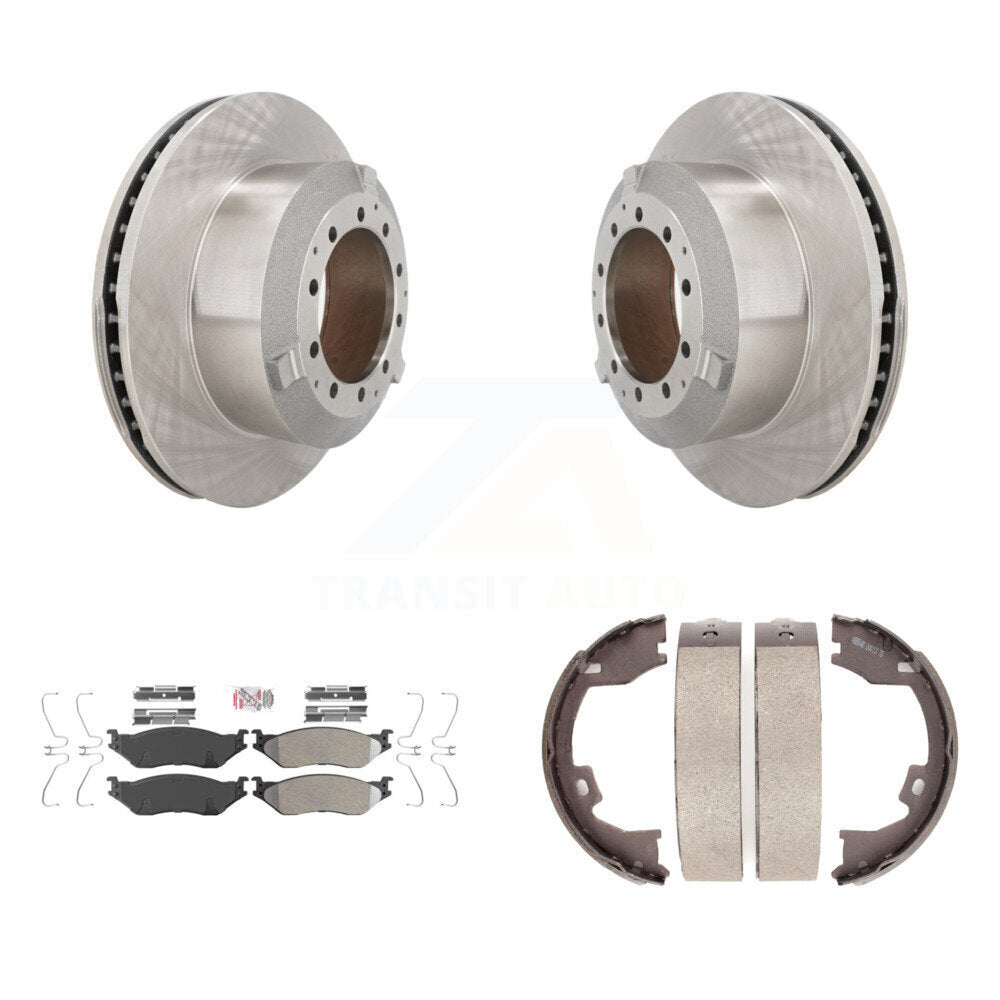 Rear Disc Rotors Semi-Metallic Pads Parking Shoes Kit For Ford F-450 Super Duty IC LCF AE K8A-108314