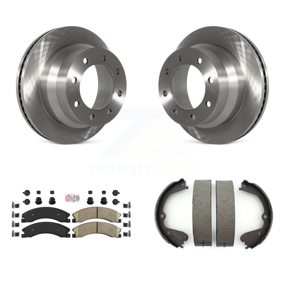 Rear Disc Rotors Ceramic Pads And Parking Shoes Kit For Chevrolet Express 3500 GMC Savana K8A-108317