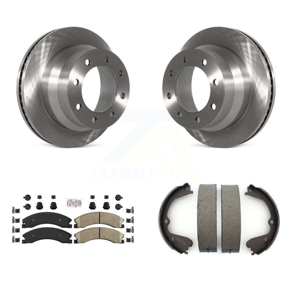 Rear Disc Rotors Ceramic Pads And Parking Shoes Kit For Chevrolet Express 3500 GMC Savana K8A-108317