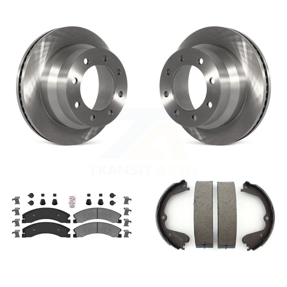 Rear Disc Rotors Semi-Metallic Pads Parking Shoes Kit For Chevrolet Express 3500 GMC 4500 K8A-108318