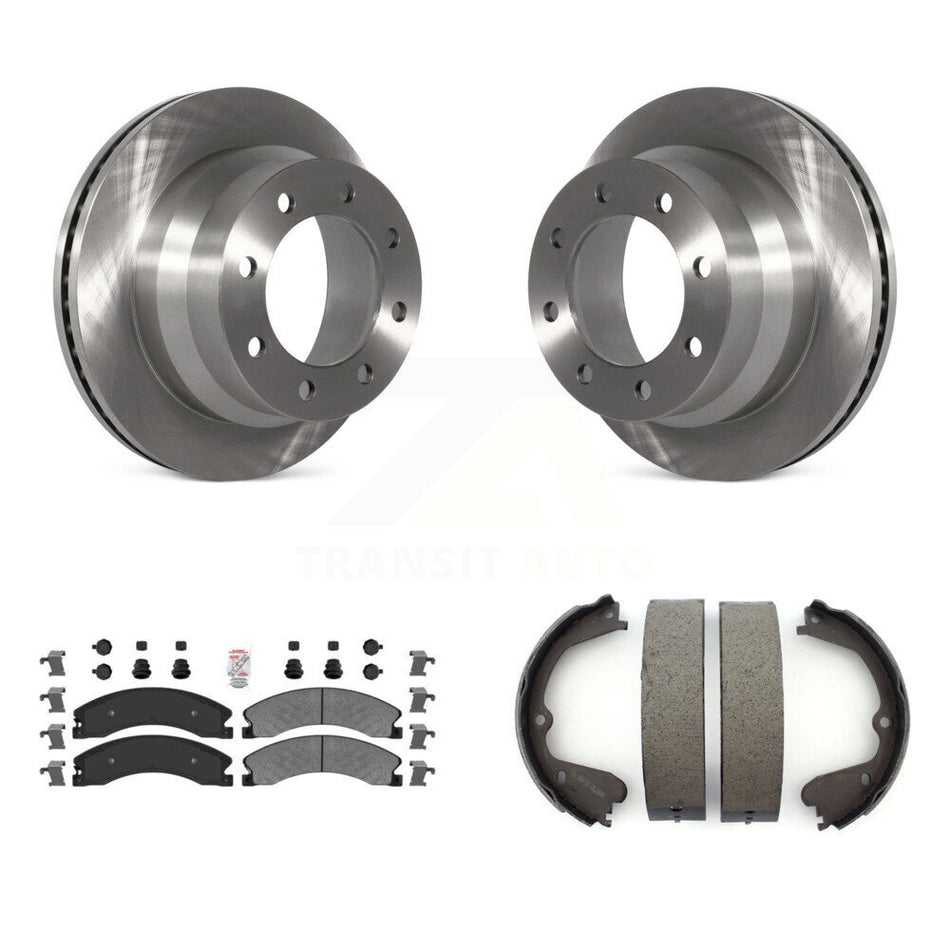 Rear Disc Rotors Semi-Metallic Pads Parking Shoes Kit For Chevrolet Express 3500 GMC 4500 K8A-108318