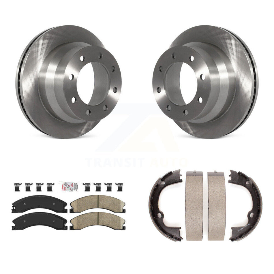 Rear Disc Rotors Ceramic Pads Parking Shoes Kit For GMC Savana 3500 With Dual Wheels K8A-108319