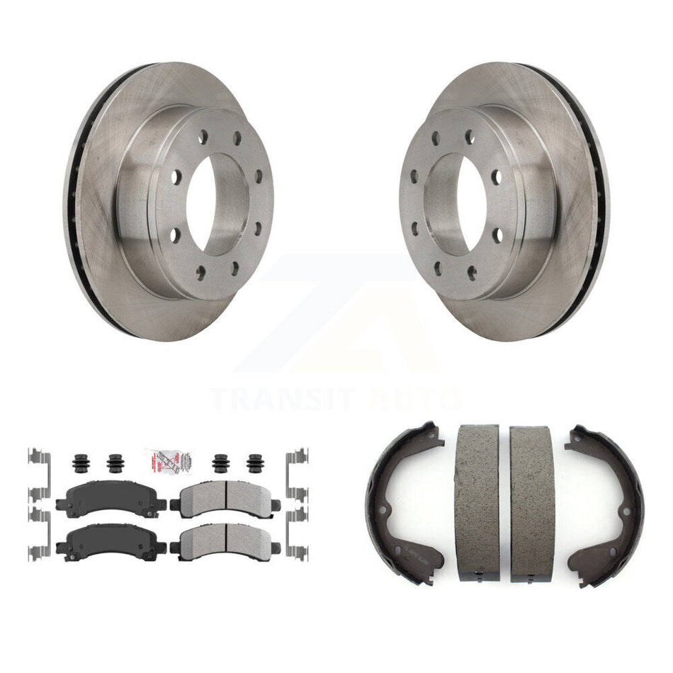 Rear Disc Rotors Semi-Metallic Pads Parking Shoes Kit For 12 GMC Savana 3500 Cutaway Van K8A-108321