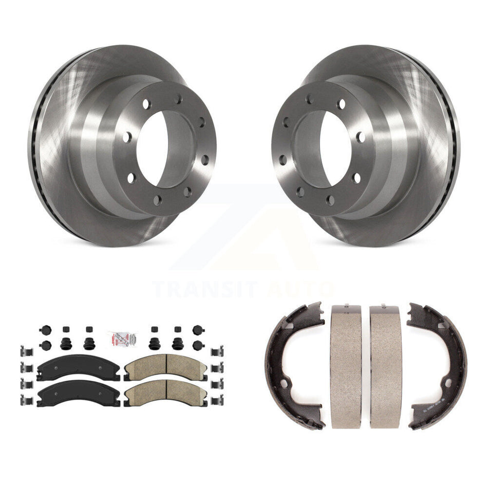 Rear Disc Rotors Ceramic Pads Parking Shoes Kit For GMC Savana 3500 With Dual Wheels K8A-108322