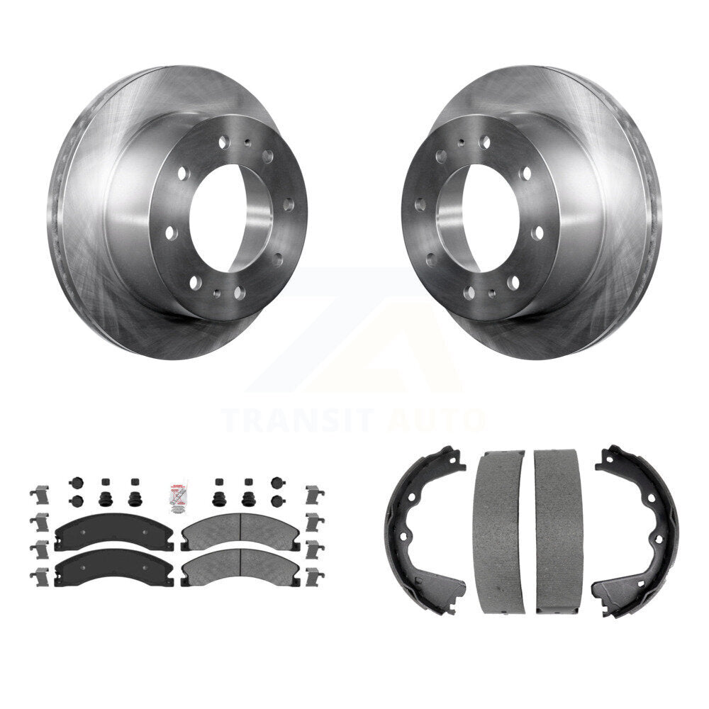 Rear Disc Rotors Semi-Metallic Pads & Parking Shoes Kit For GMC Sierra 2500 HD Chevrolet K8A-108331