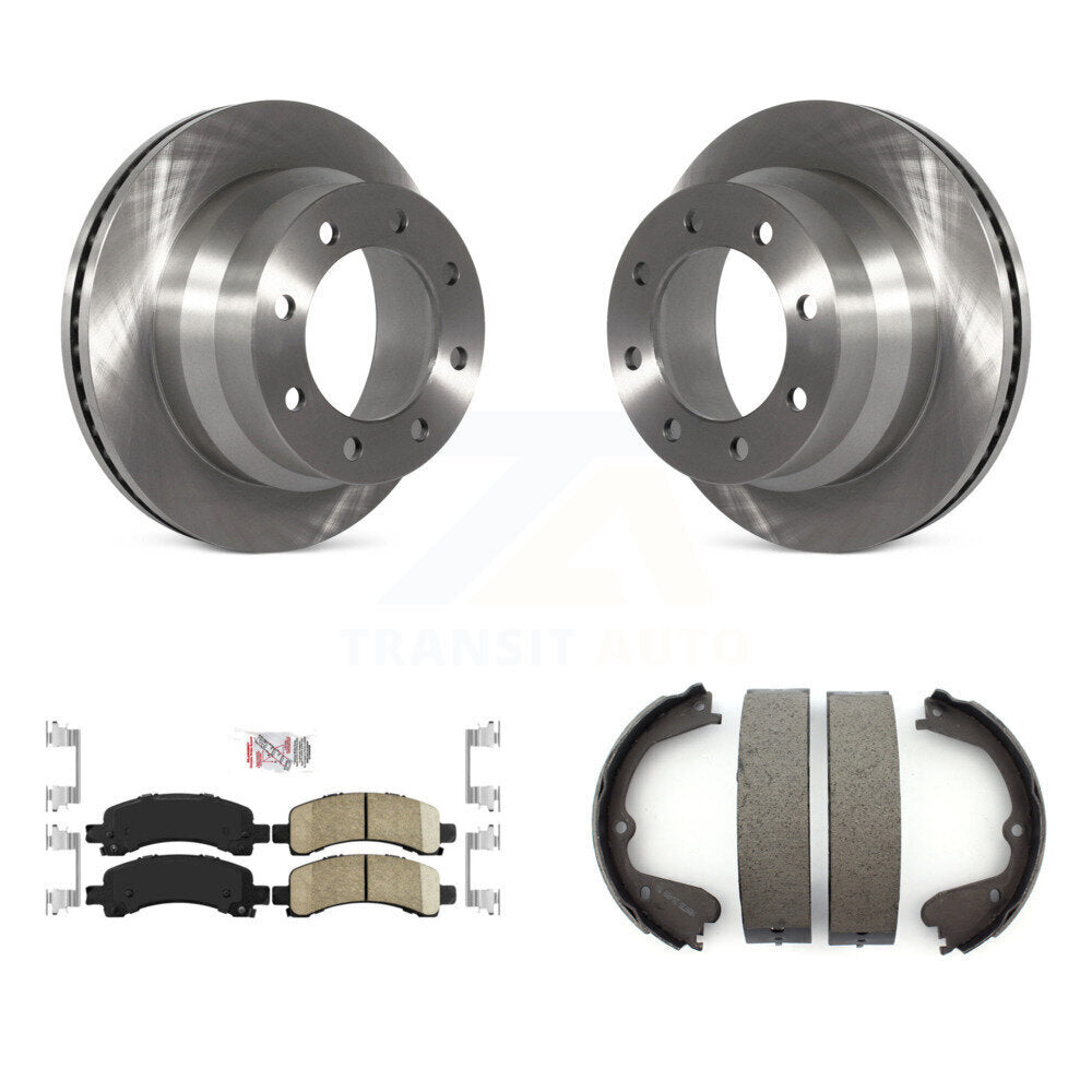 Rear Disc Rotors Ceramic Pads And Parking Brake Shoes Kit For Chevrolet Express 4500 K8A-108335