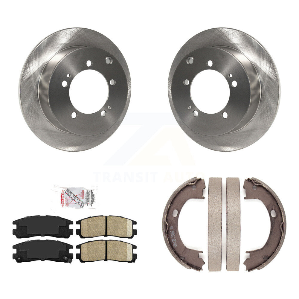 Rear Disc Rotors Ceramic Pads And Parking Shoes Kit For Mitsubishi Eclipse Dodge Stratus K8A-108341