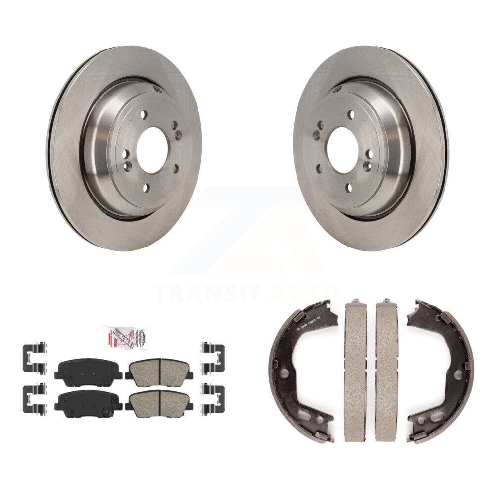 Rear Disc Rotors Ceramic Pads And Parking Brake Shoes Kit For 2011-2013 Hyundai Equus K8A-108347