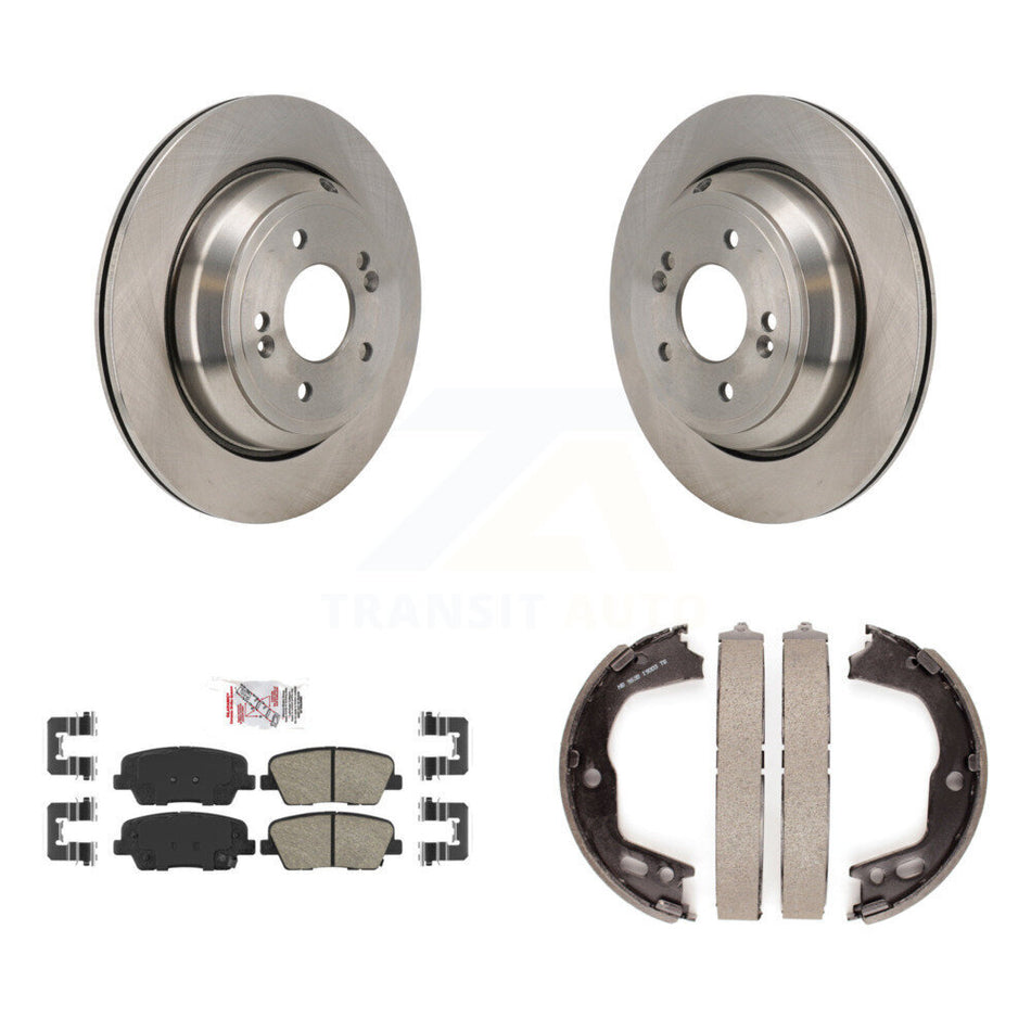 Rear Disc Rotors Ceramic Pads And Parking Brake Shoes Kit For 2011-2013 Hyundai Equus K8A-108347