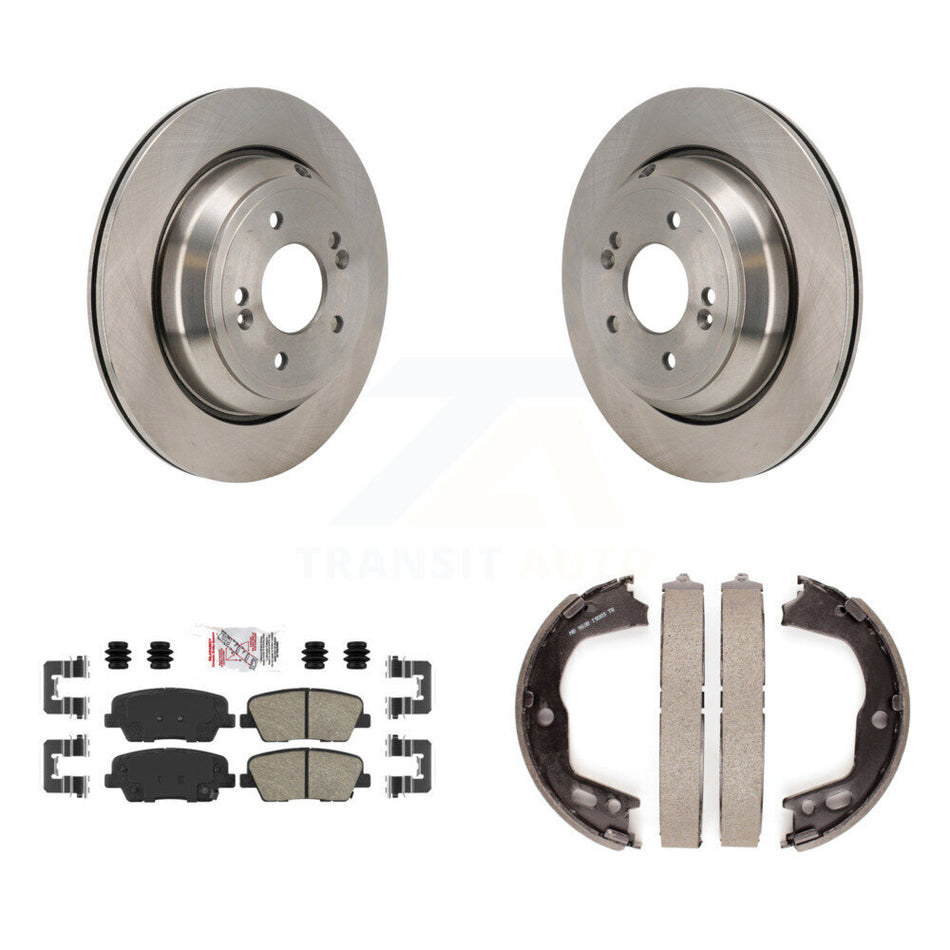Rear Disc Rotors Ceramic Pads And Parking Brake Shoes Kit For 2011-2013 Hyundai Equus K8A-108348