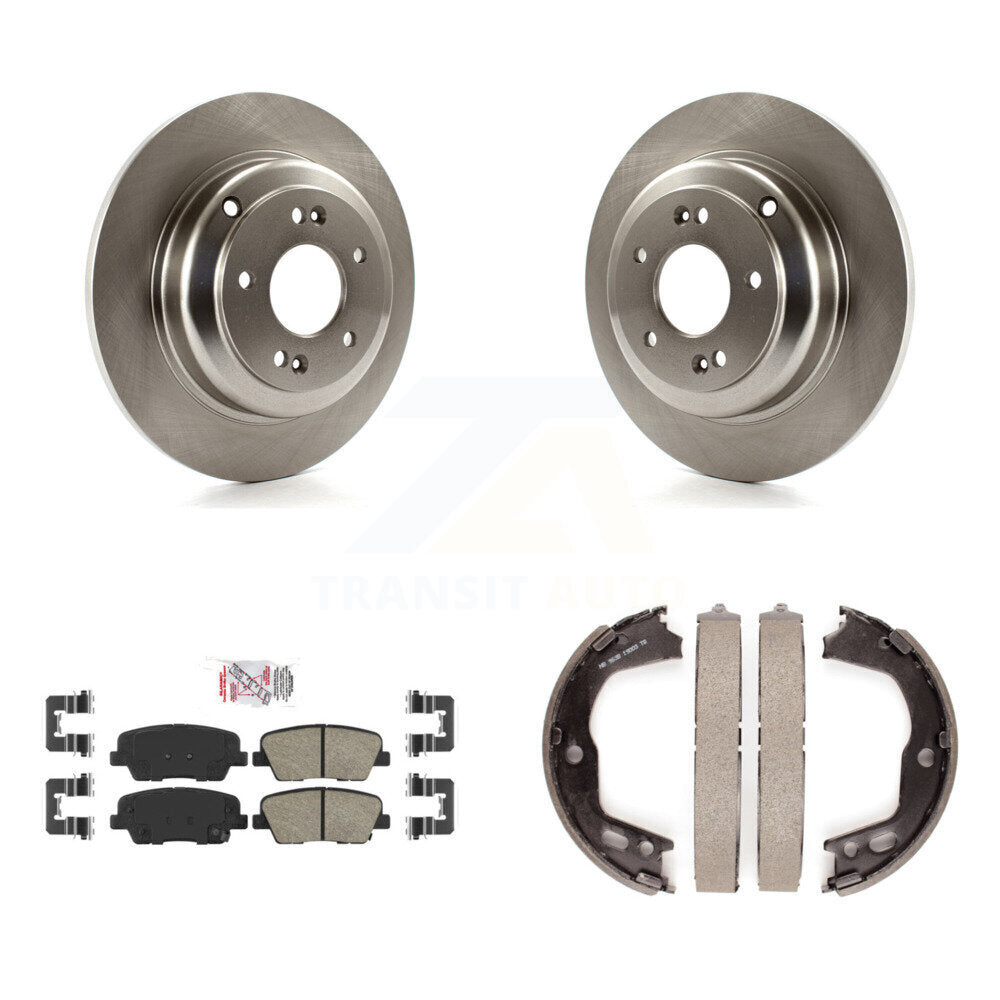 Rear Disc Rotors Ceramic Pads And Parking Brake Shoes Kit For Hyundai Genesis Coupe K8A-108351
