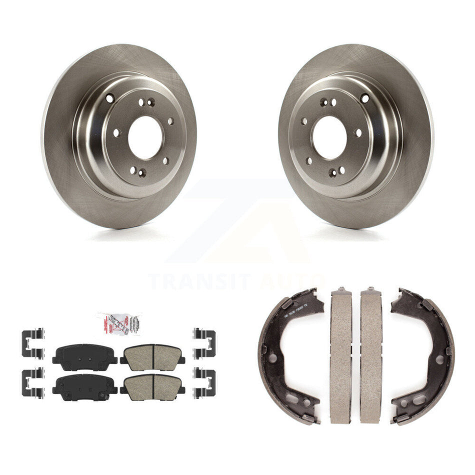 Rear Disc Rotors Ceramic Pads And Parking Brake Shoes Kit For Hyundai Genesis Coupe K8A-108351