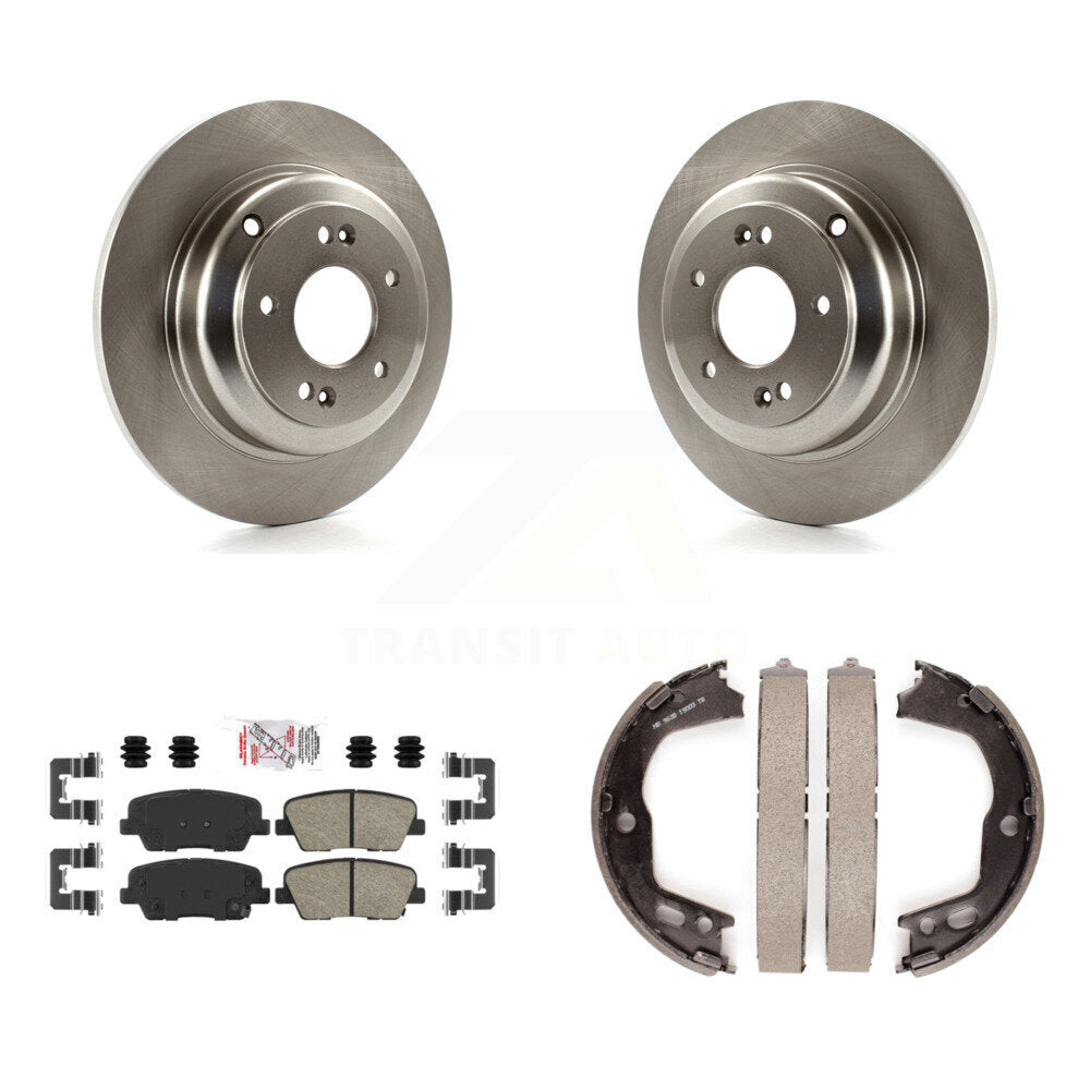 Rear Disc Rotors Ceramic Pads And Parking Brake Shoes Kit For Hyundai Genesis Coupe K8A-108352