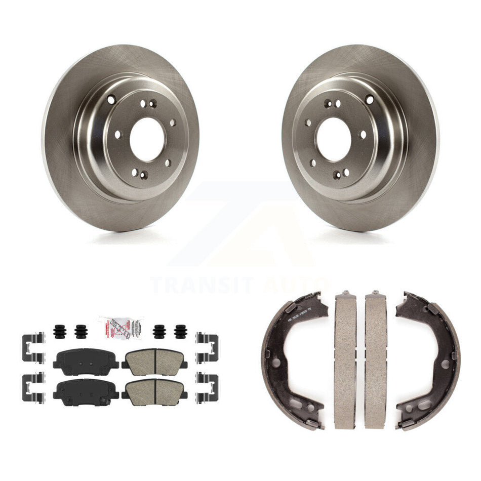 Rear Disc Rotors Ceramic Pads And Parking Brake Shoes Kit For Hyundai Genesis Coupe K8A-108352