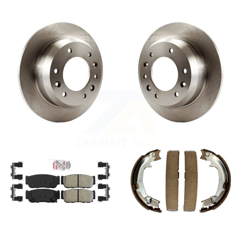 Rear Disc Rotors Semi-Metallic Pads & Parking Shoes Kit For Hyundai Entourage Kia Sedona K8A-108353
