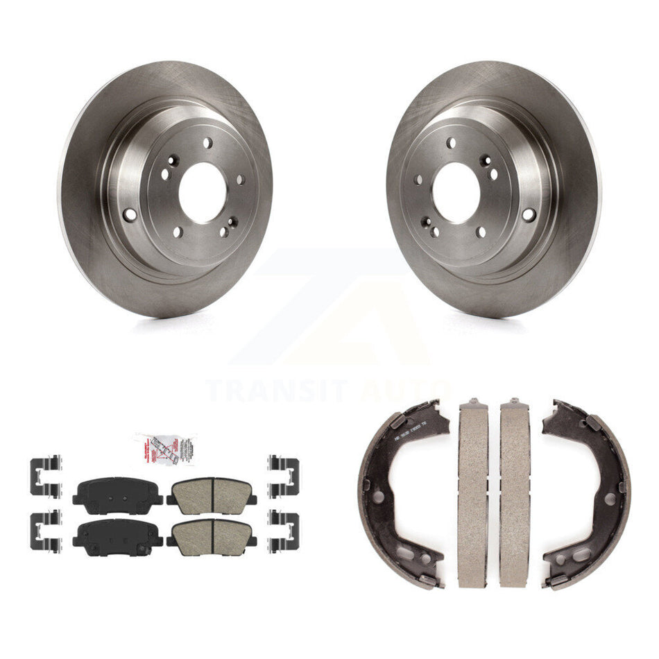 Rear Disc Rotors Ceramic Pads And Parking Brake Shoes Kit For Hyundai Genesis K8A-108354