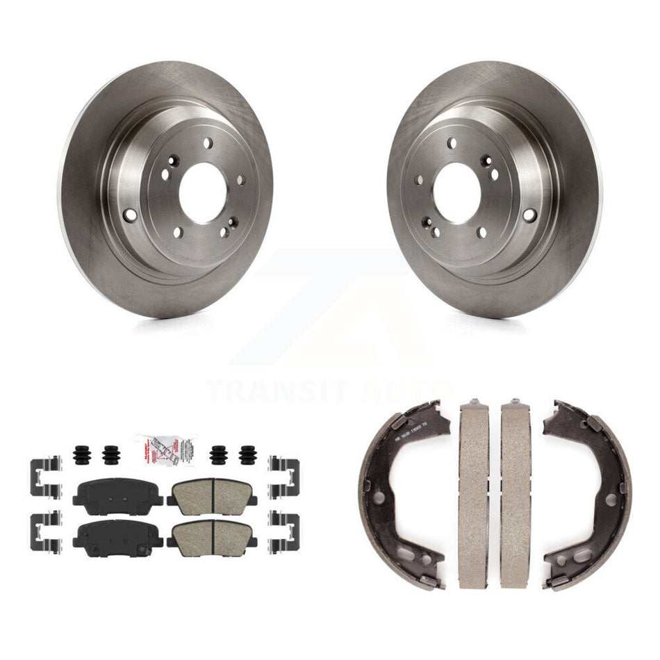Rear Disc Rotors Ceramic Pads And Parking Brake Shoes Kit For Hyundai Genesis K8A-108355