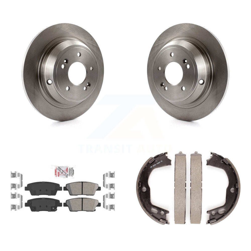 Rear Disc Rotors Ceramic Pads And Parking Brake Shoes Kit For Hyundai Genesis K8A-108356