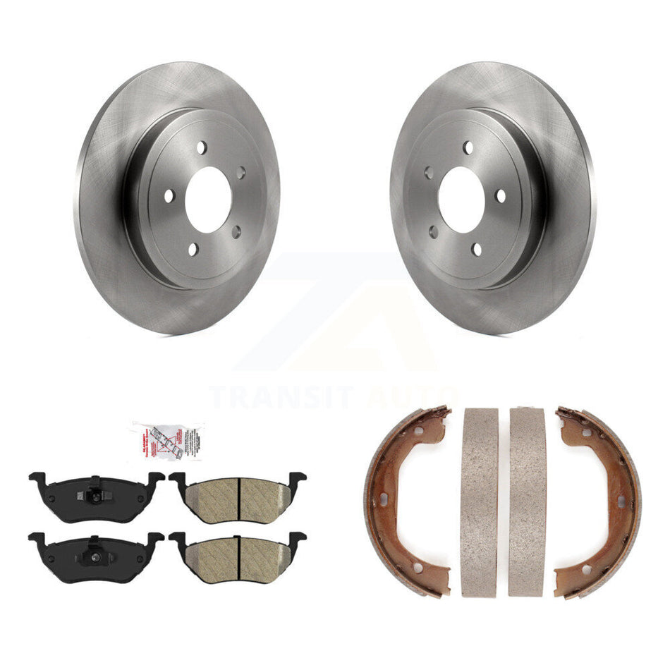 Rear Disc Rotors Semi-Metallic Pads Parking Brake Shoes Kit For Ford Escape Mazda Tribute K8A-108357
