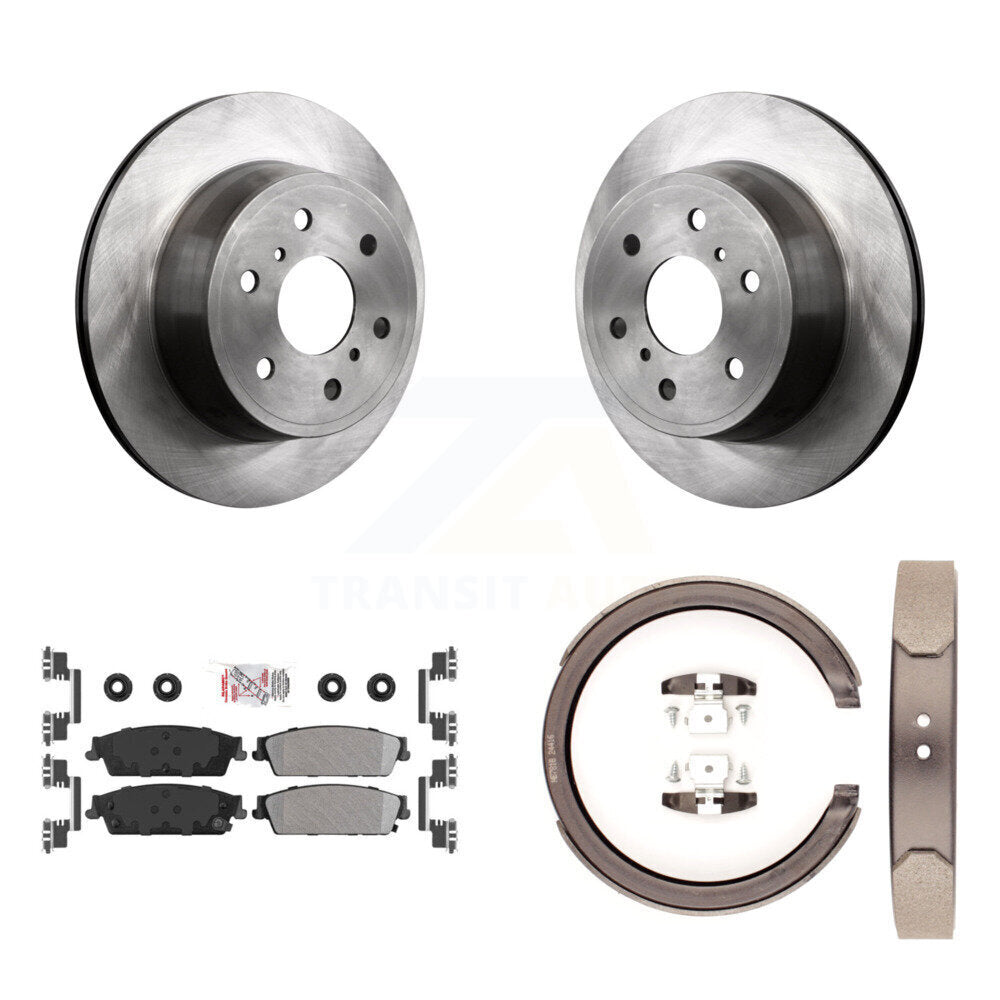 Rear Disc Rotors Semi-Metallic Pads Parking Shoes Kit For Chevrolet GMC Sierra 1500 Tahoe K8A-108359