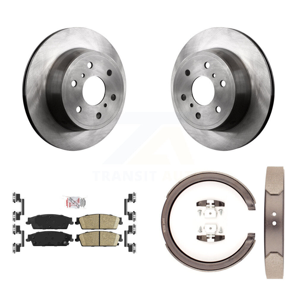 Rear Disc Rotors Ceramic Pads & Parking Shoes Kit For Chevrolet GMC Sierra 1500 Silverado K8A-108360