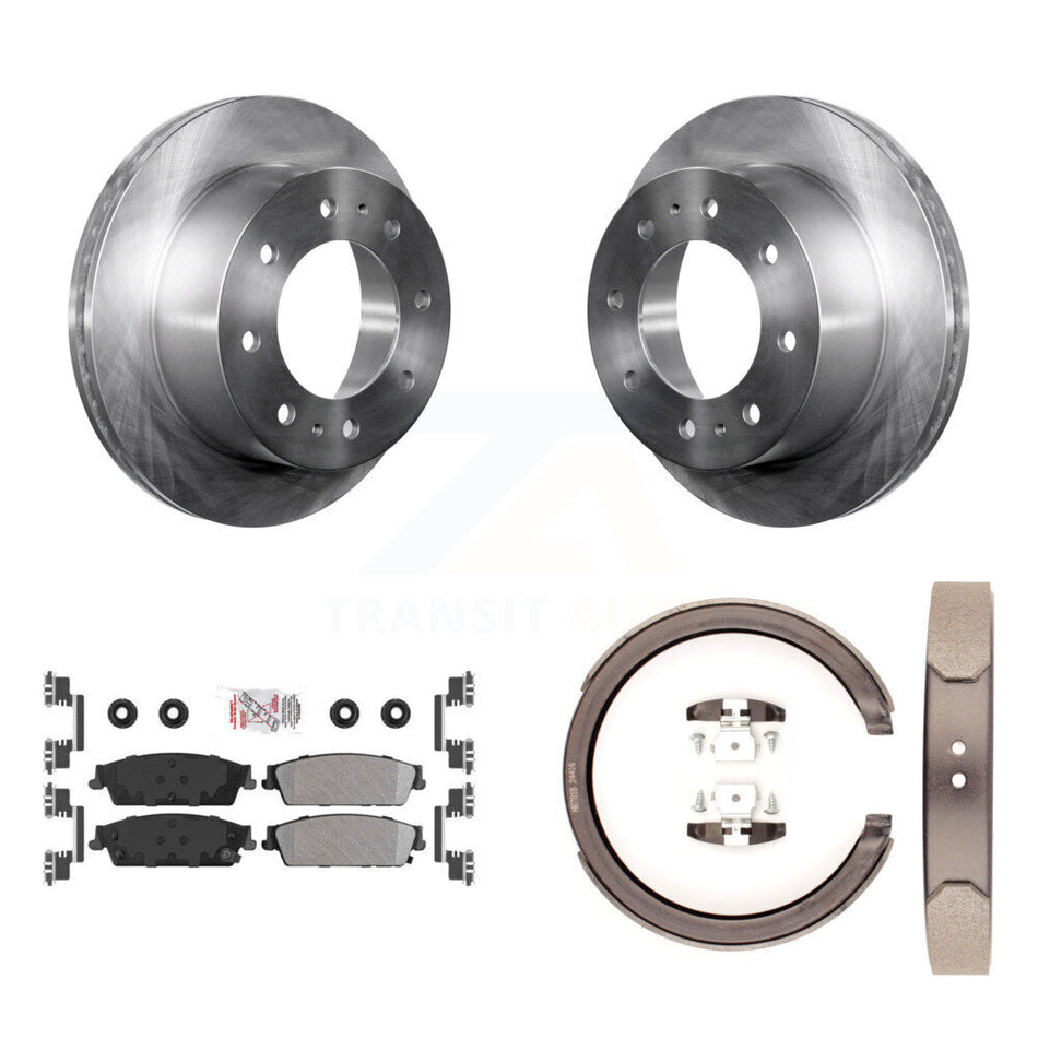 Rear Disc Rotors Semi-Metallic Pads Parking Shoes Kit For Chevrolet Silverado 1500 Hybrid K8A-108361