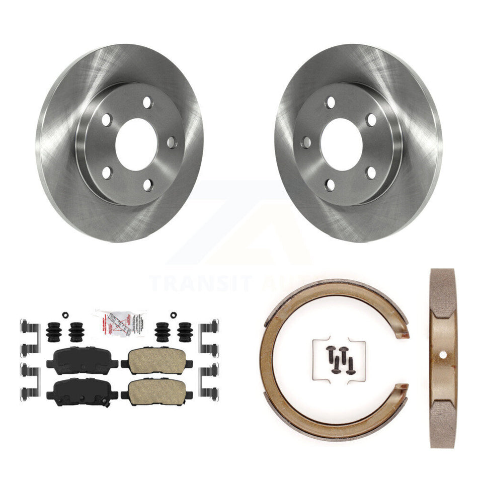Rear Disc Rotors Ceramic Pads And Parking Brake Shoes Kit For Chevrolet Impala K8A-108363