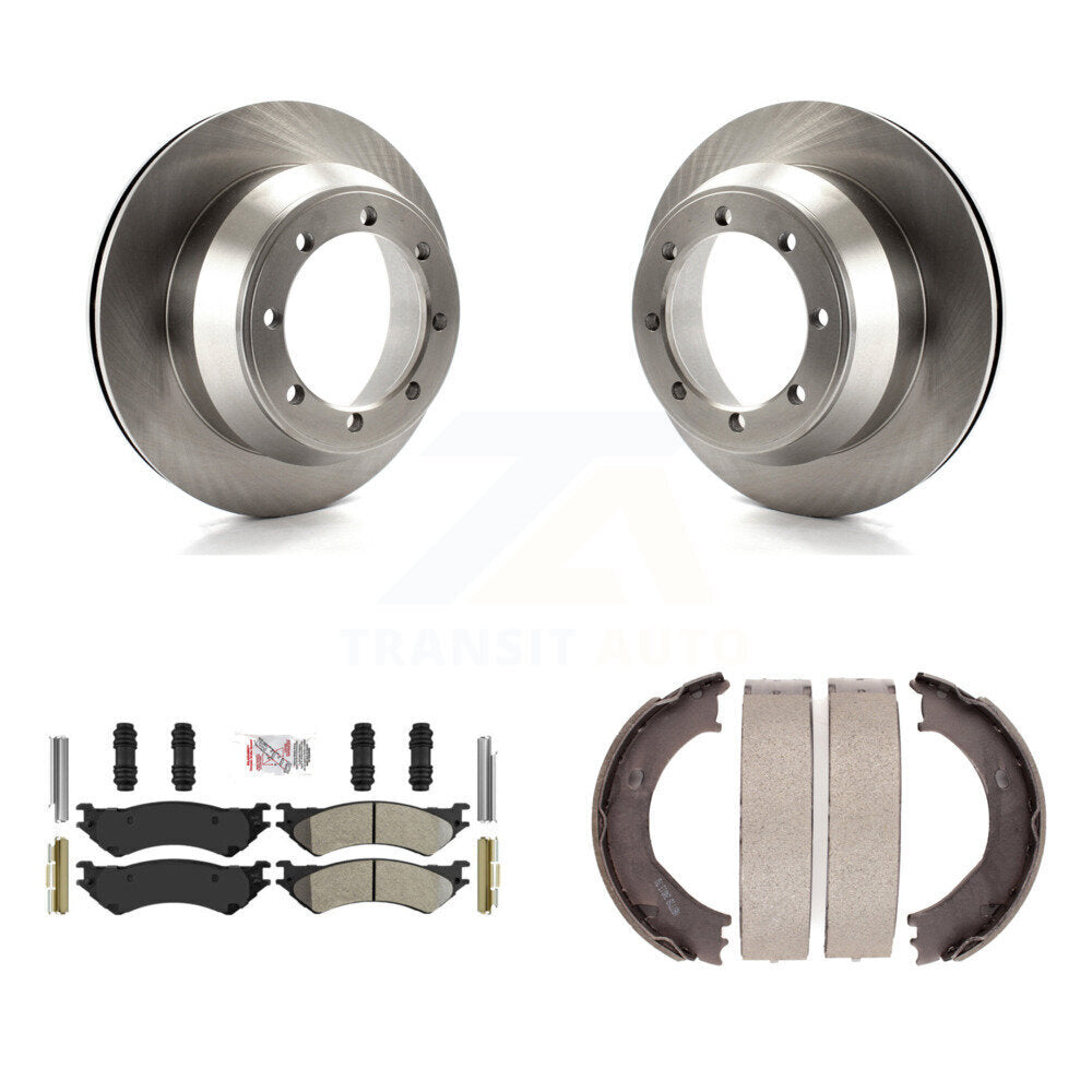 Rear Disc Rotors Semi-Metallic Pads Parking Shoes Kit For Ford E-350 Super Duty Econoline K8A-108368